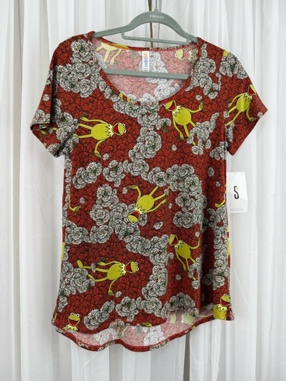 LuLaRoe Disney Kermit the Frog Daisy Print Tunic Top S NWT